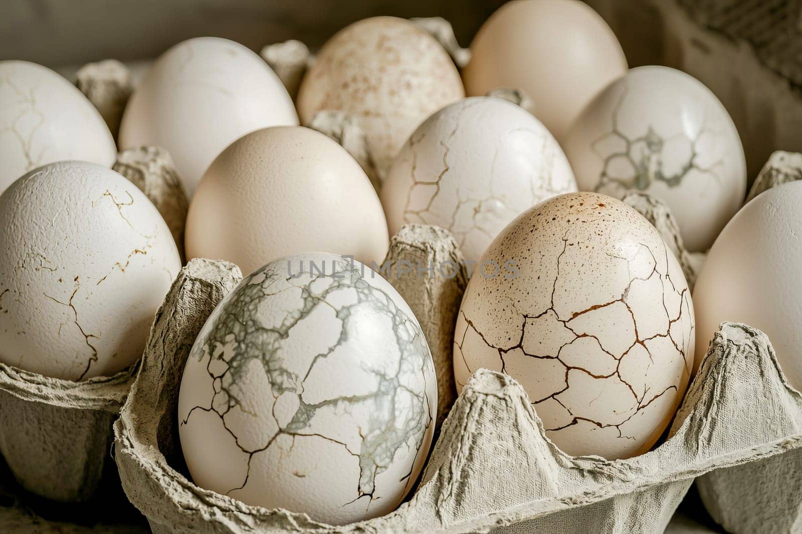 Cardboard packaging with chicken eggs. AI generated..