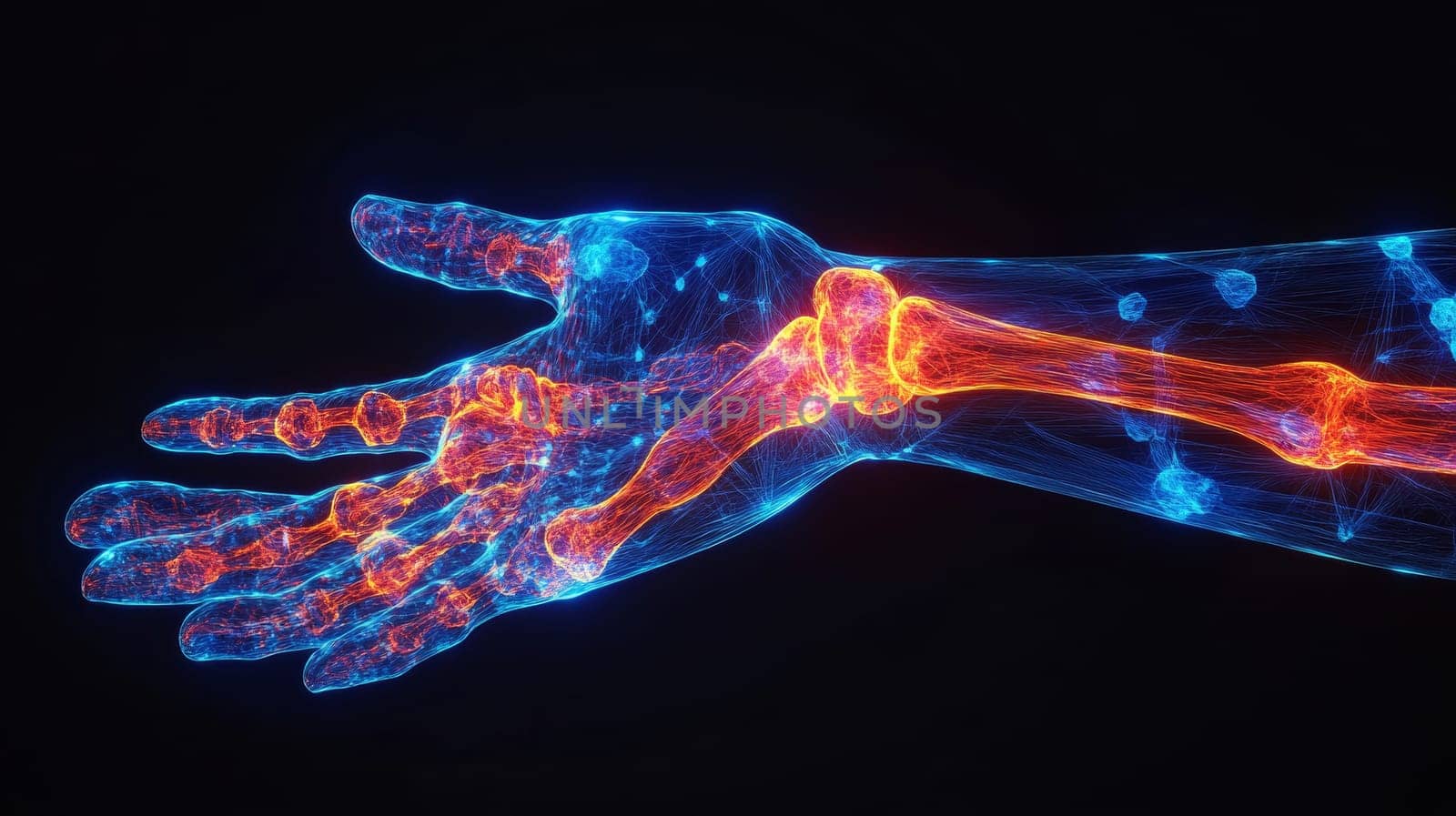 Human Hand, Bones Highlighted, Carpal Tunnel Syndrome, Health, Anatomy, Medical Illustration.