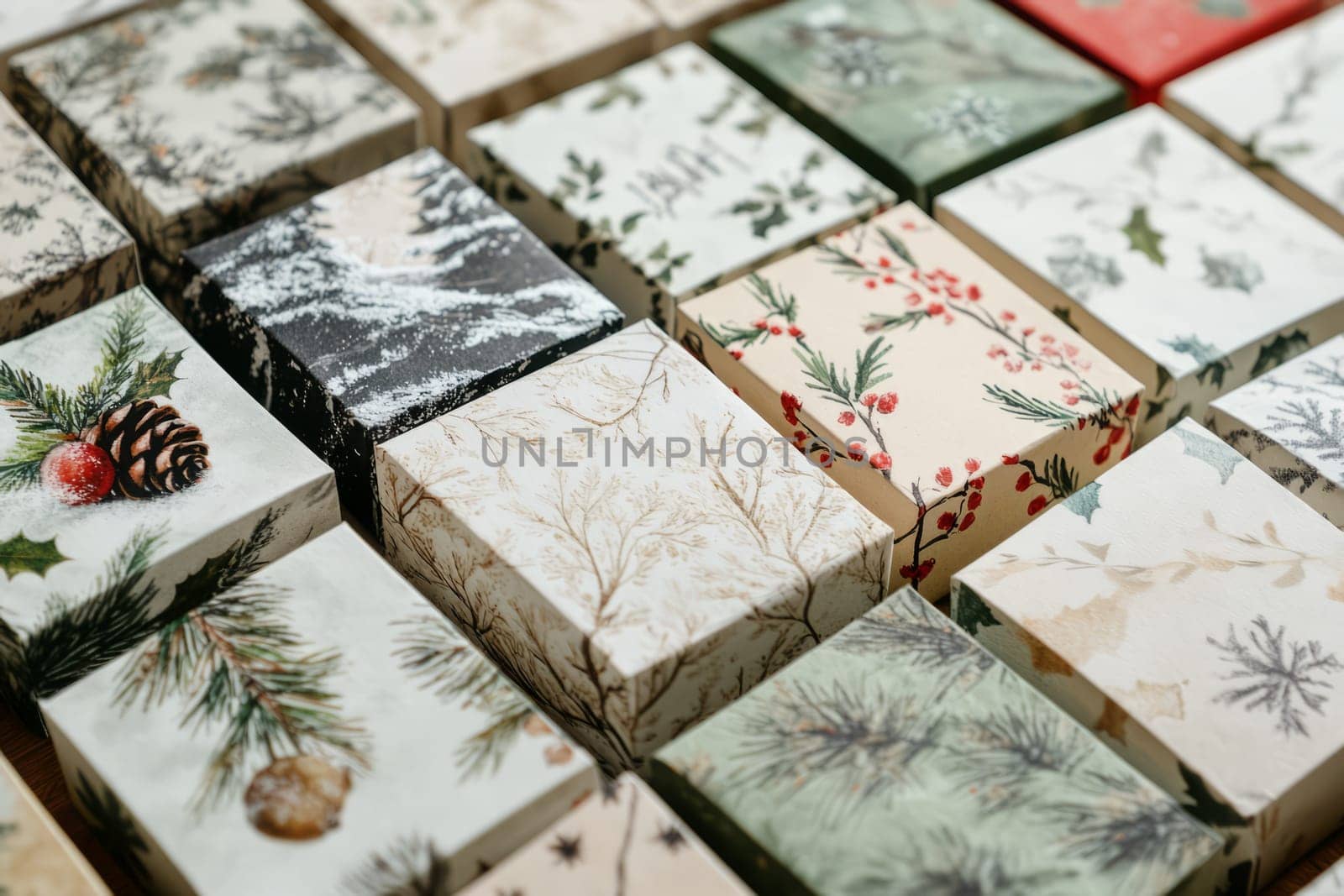 A paper boxes advent calendar for a Christmas