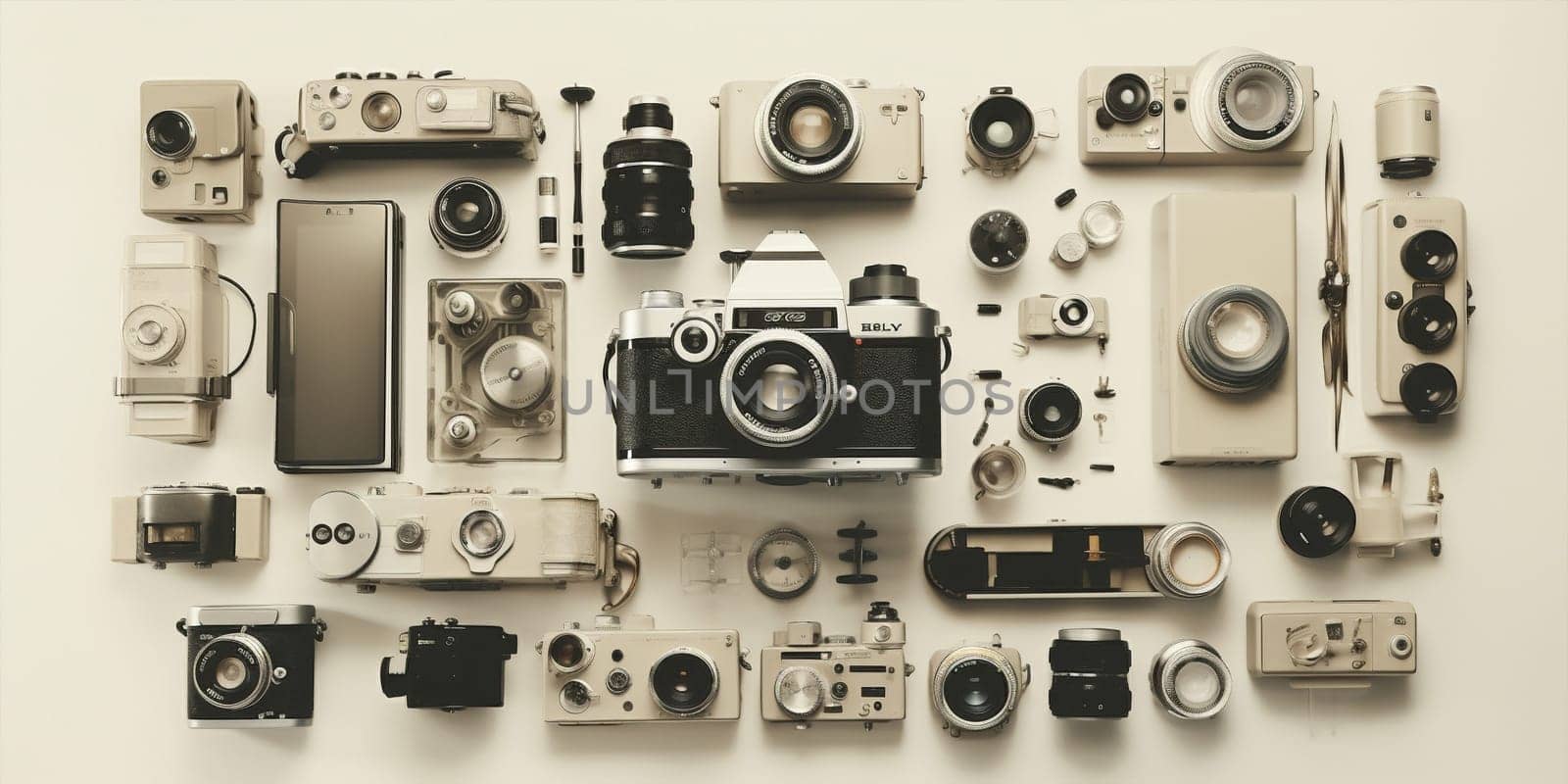 Retro vintage camera old equipment collection by Vichizh