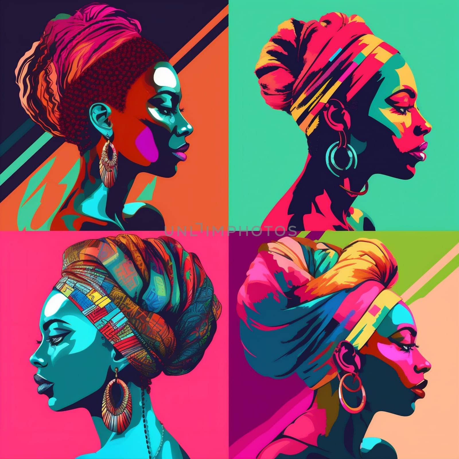 woman rainbow flag black fashion concept beauty colourful cartoon hair afro listen illustration silhouette art colours love face music head portrait. Generative AI.