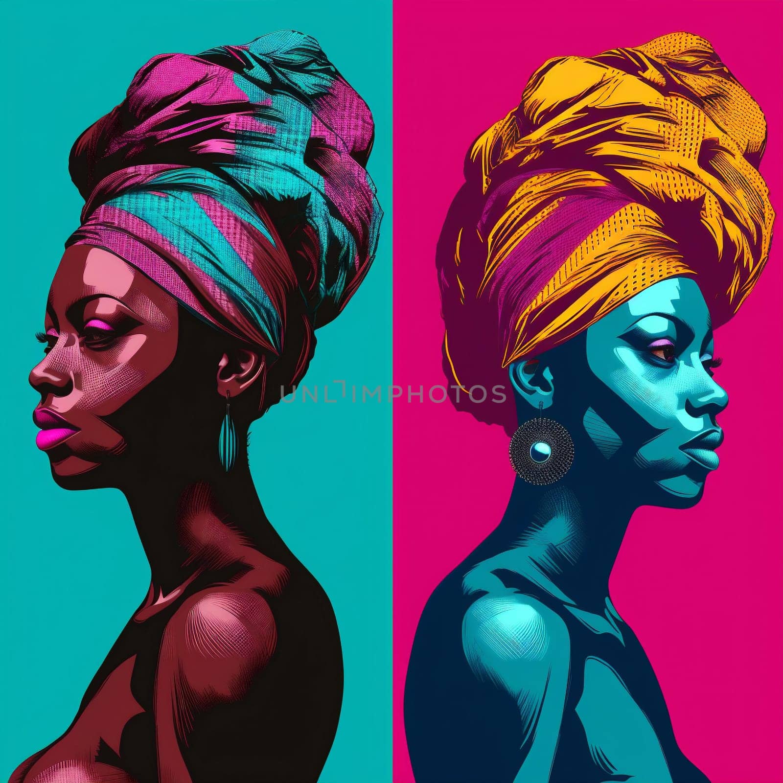 woman colourful art concept colours illustration rainbow face fashion black hair. Generative AI. by Vichizh
