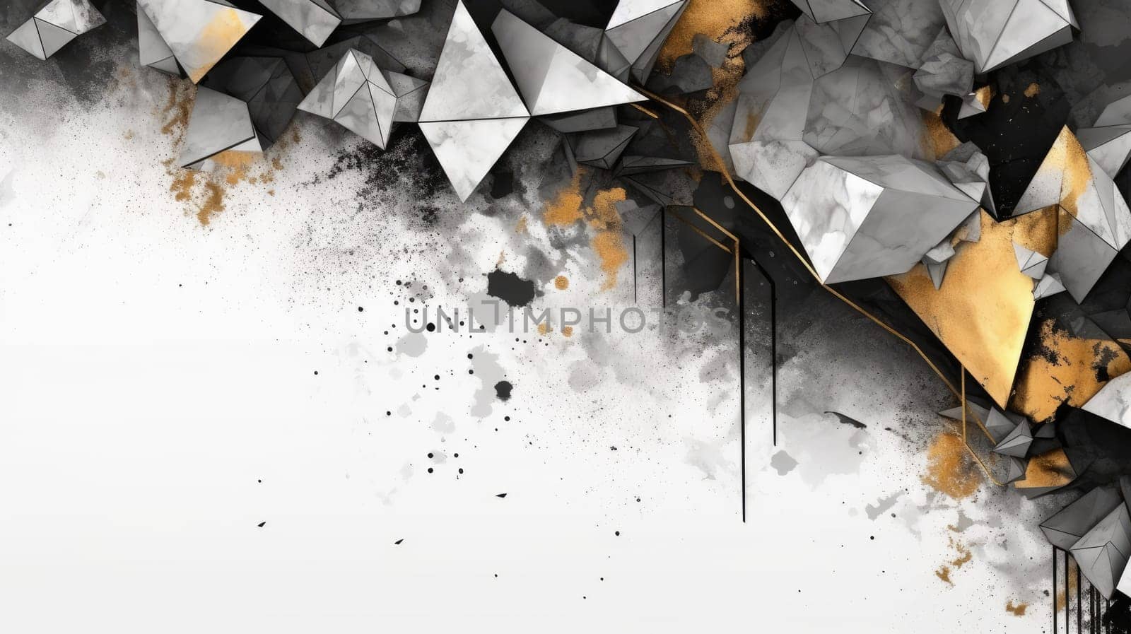 Abstract watercolor artwork mixed with buzzy geometric shapes for background of social media banner generative AI image