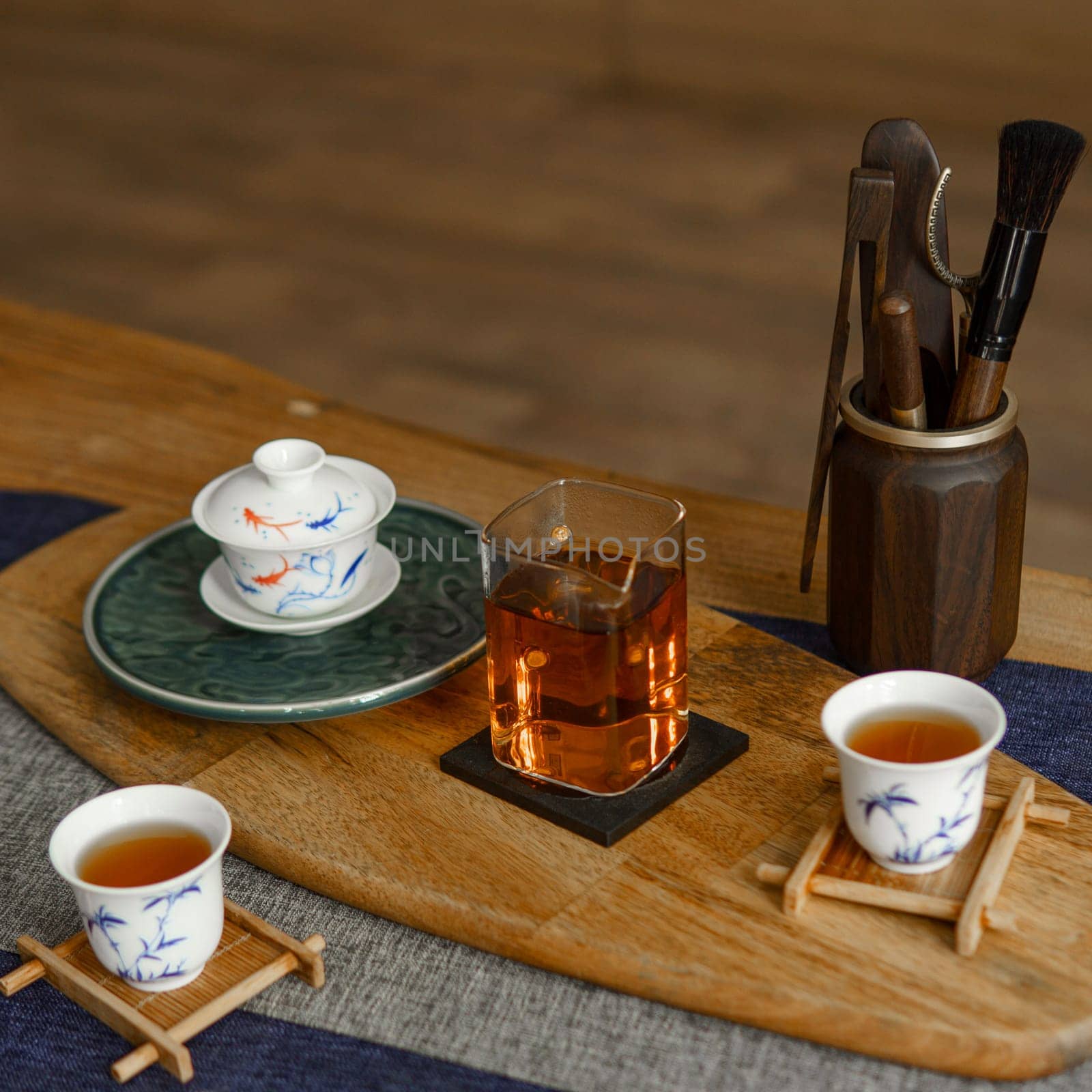 Experience and discover a serene and calming tea setting that features beautifully elegant teaware and aromatic brews