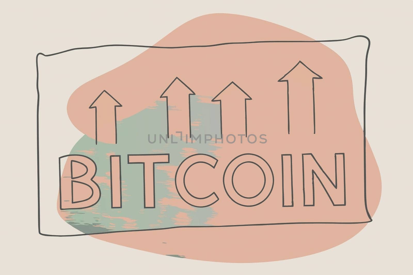 Bitcoin on the Rise.A Bitcoin symbol with two red arrows pointing upwards, suggesting an upward trend in the value of Bitcoin.