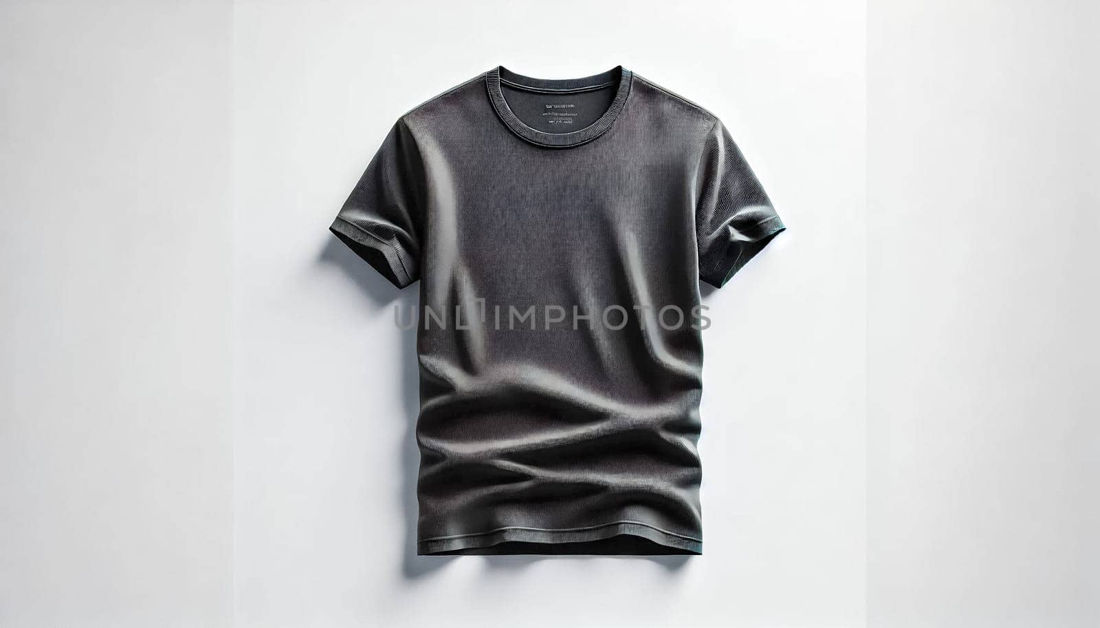 Plain black t-shirt displayed flat against a white background, viewed from a slightly higher angle. The t-shirt is perfectly smooth and centered, highlighting its high-quality fabric with no wrinkles or shadows.