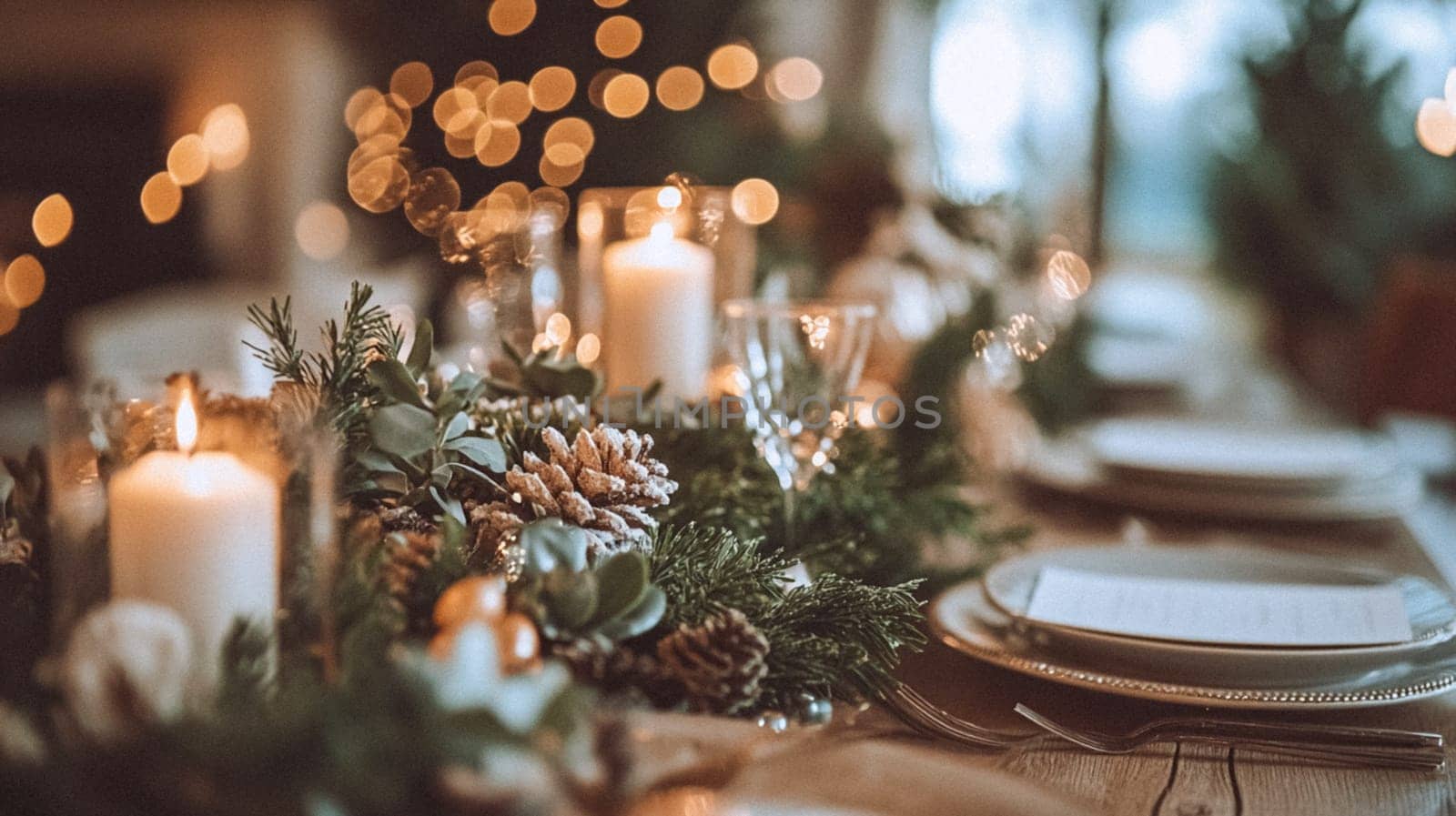 Christmas tablescape decoration, formal family dinner holiday celebration, luxury table setting decor, English country and home style idea