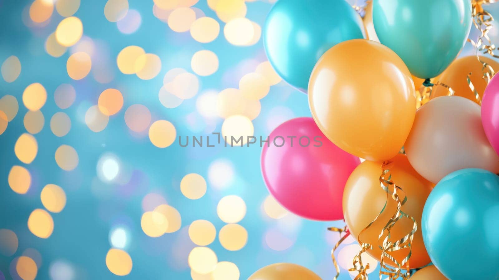 A Colorful balloons with festive decorations create joyful atmosphere for celebrations. Perfect for parties and special occasions
