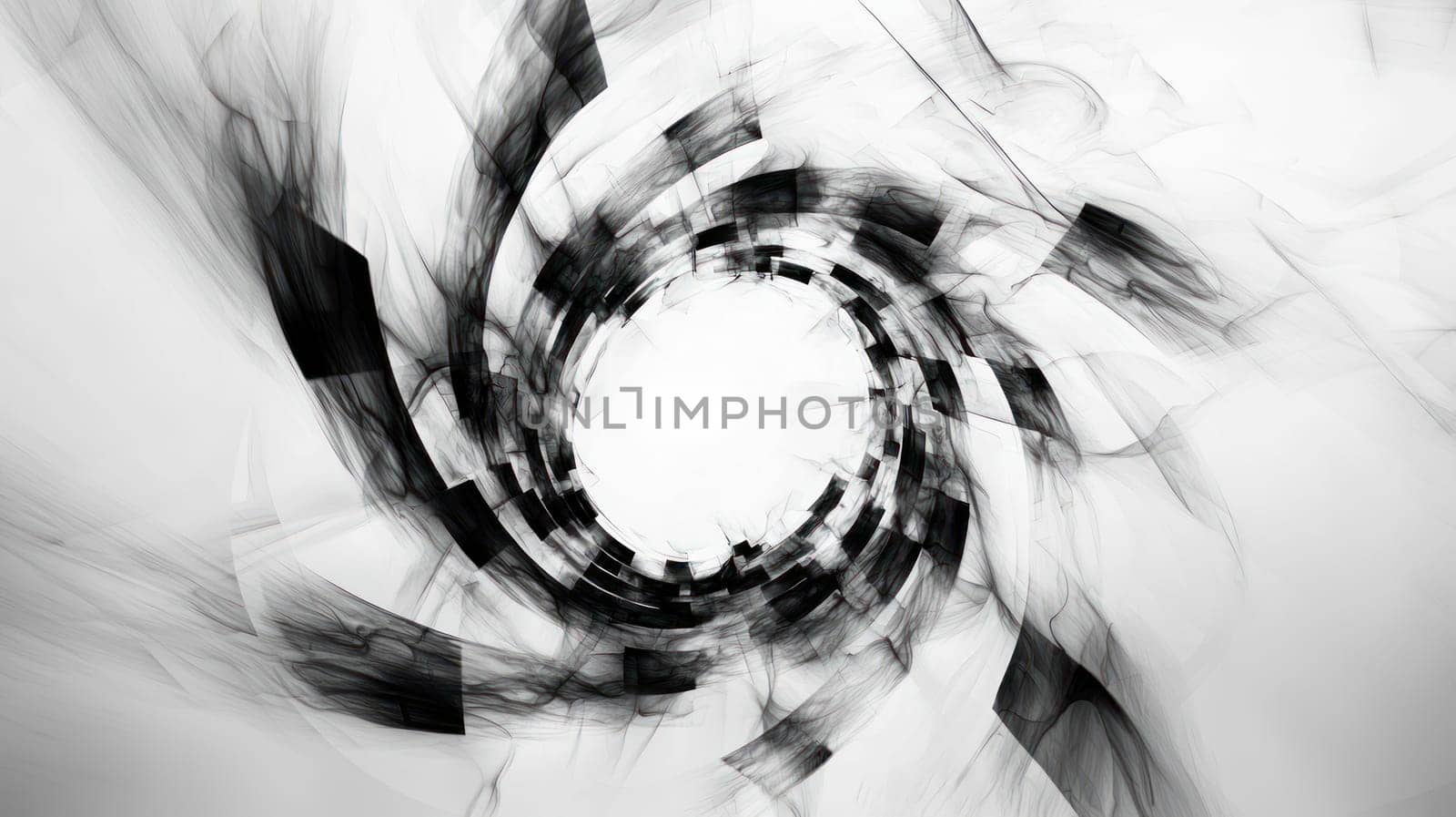 An Abstract image representing passage of time with swirling patterns and monochrome tones, evoking sense of movement and depth