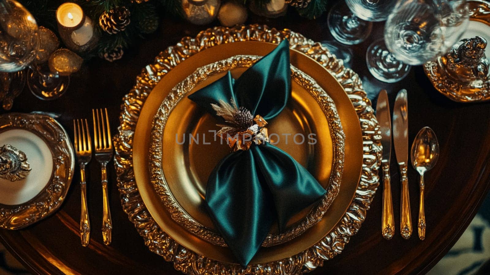 Christmas tablescape decoration, formal family dinner holiday celebration, luxury table setting decor, English country and home style idea
