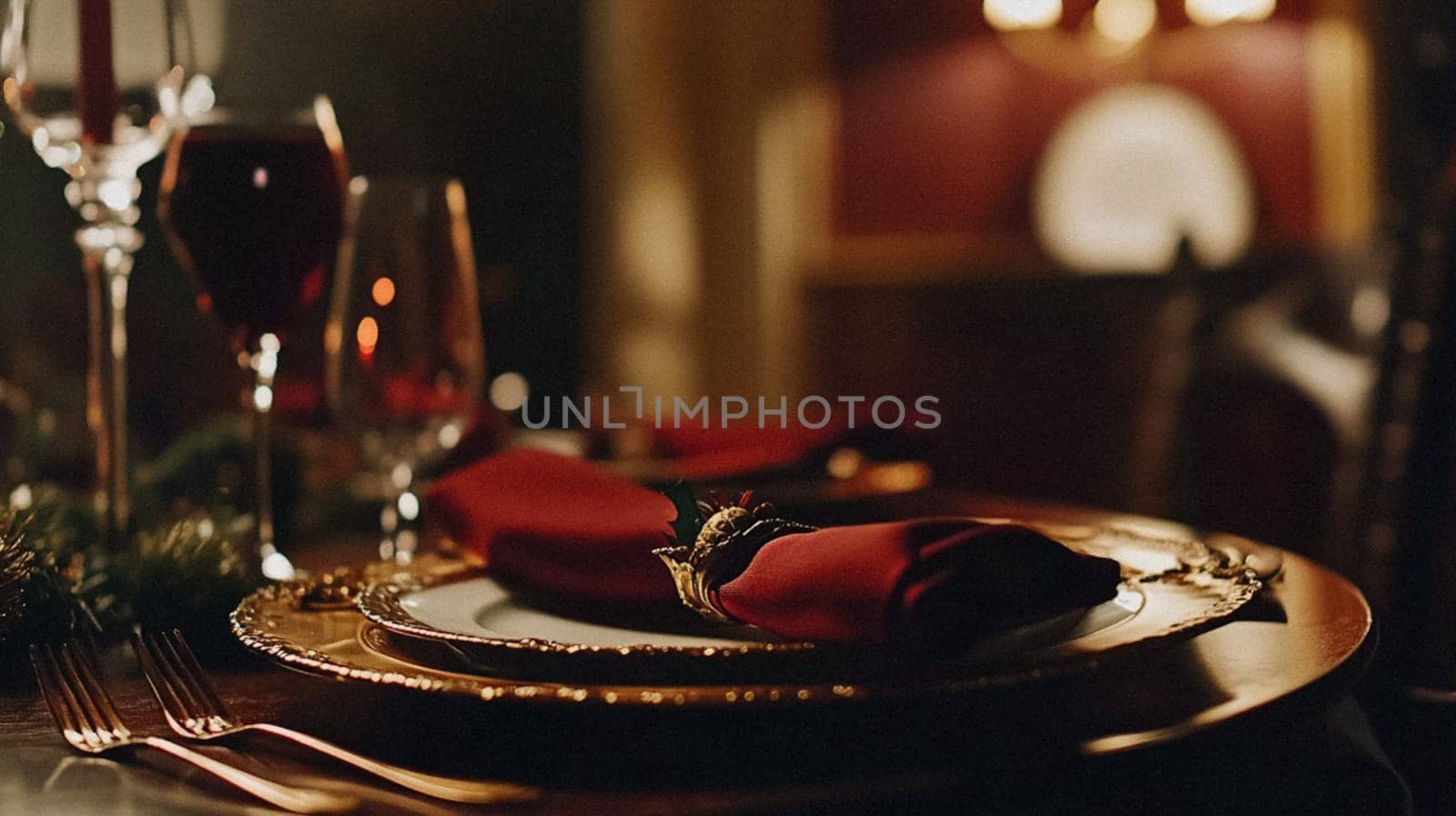 Christmas tablescape decoration, formal family dinner holiday celebration, luxury table setting decor, English country and home style idea