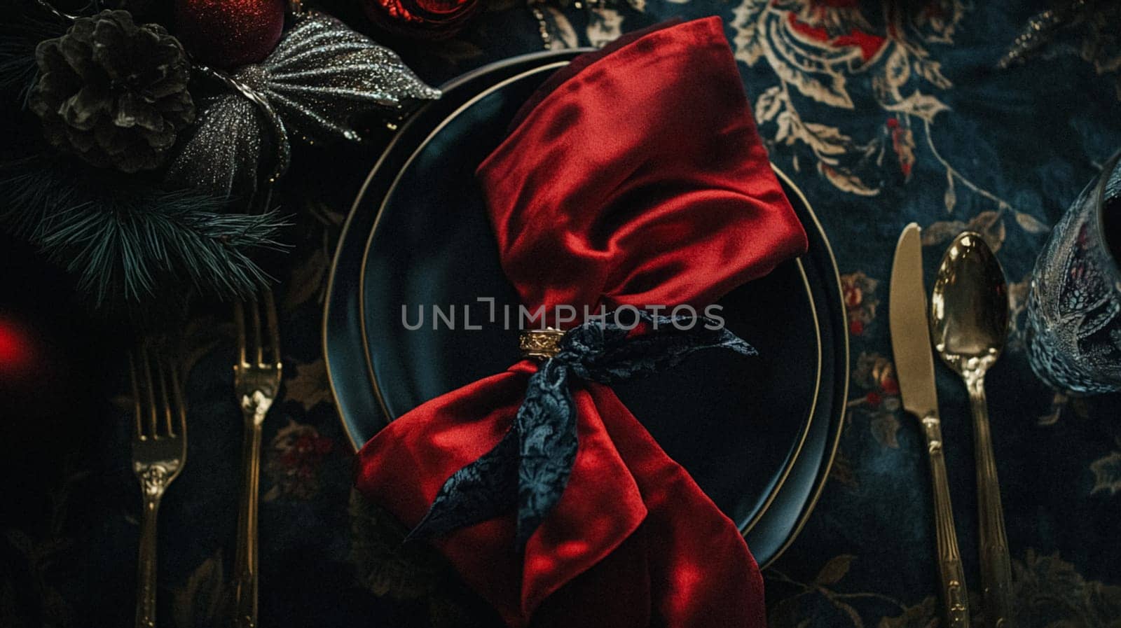 Christmas tablescape decoration, formal family dinner holiday celebration, luxury table setting decor, English country and home style idea