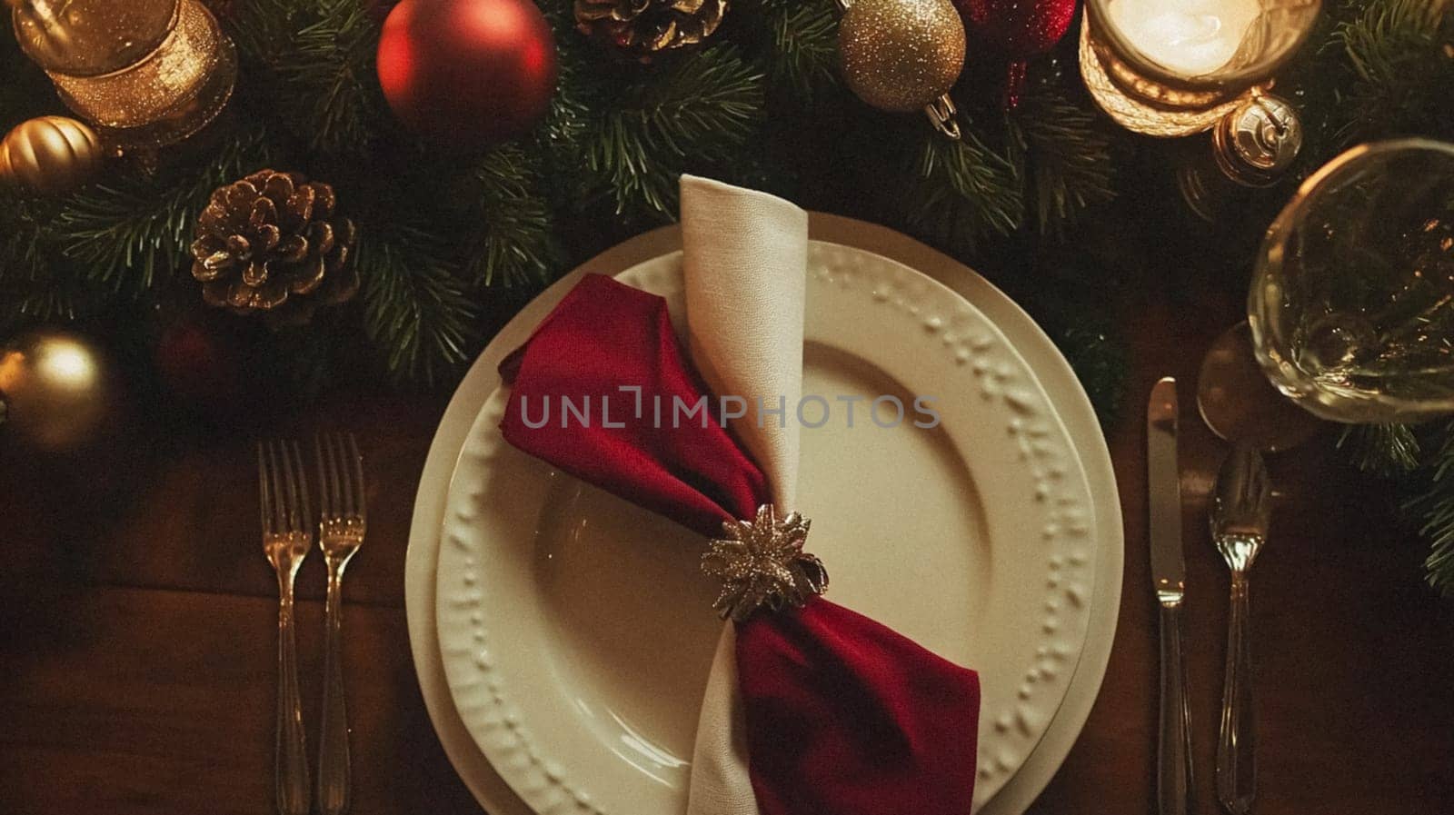 Christmas tablescape decoration, formal family dinner holiday celebration, luxury table setting decor, English country and home style idea