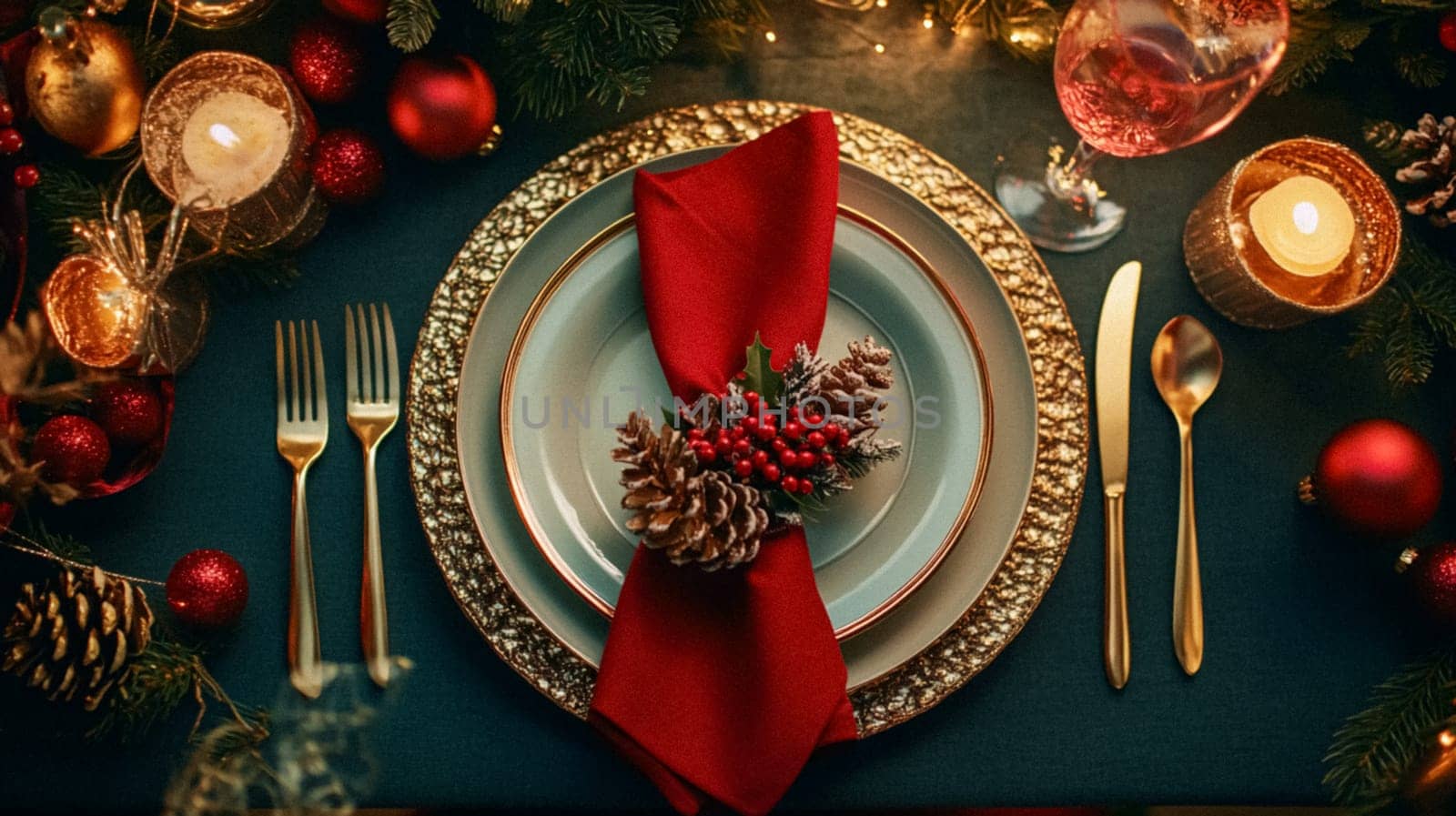 Christmas tablescape decoration, formal family dinner holiday celebration, luxury table setting decor, English country and home style idea