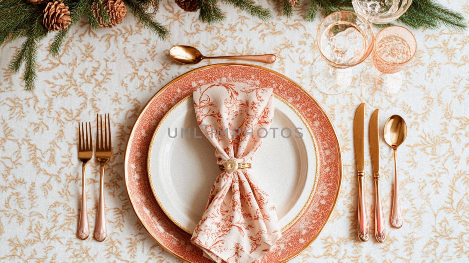 Christmas tablescape decoration, formal family dinner holiday celebration, luxury table setting decor, English country and home style idea