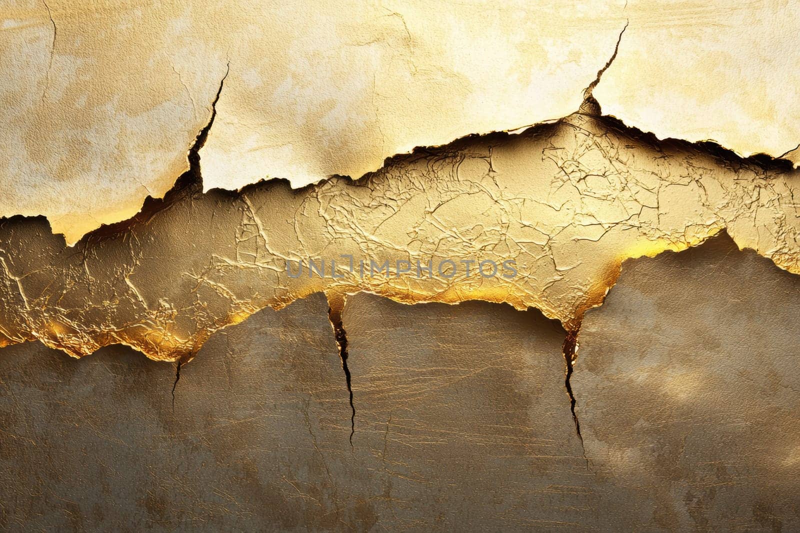 Jagged edges of torn glossy paper reveal an elegant golden texture underneath, creating a luxurious and high-end aesthetic. ideal for use in premium product advertisements, adding a touch of sophistication and opulence.