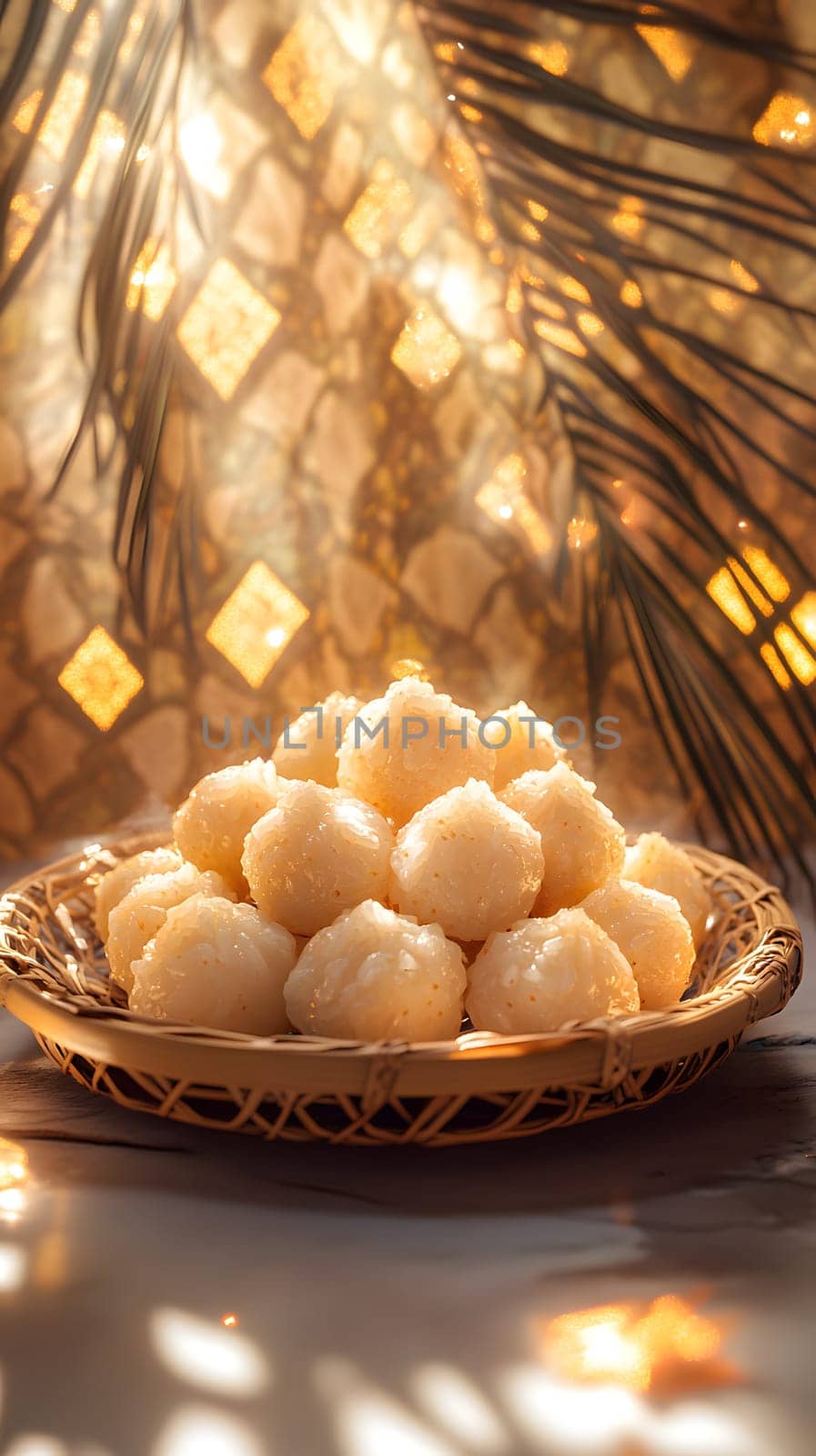 A beautifully arranged platter of traditional sweets in soft lighting.