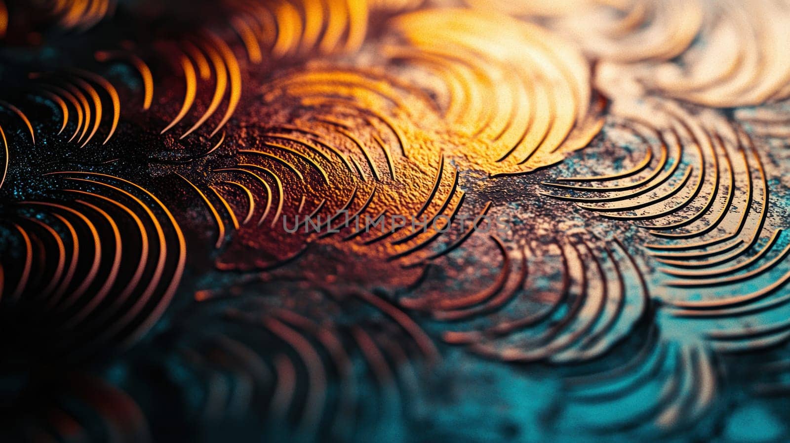 Close-up of a vinyl sticker on a textured metal surface. the image highlights the sticker's durability and vibrant design, enhanced by dramatic lighting that accentuates the textures and colors for a striking visual impact.