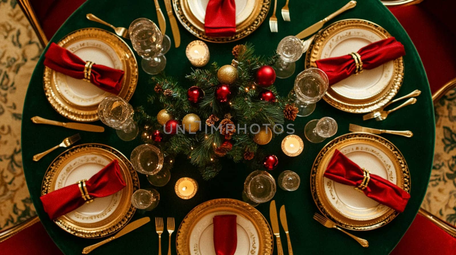 Christmas tablescape decoration, formal family dinner holiday celebration, luxury table setting decor, English country and home style idea