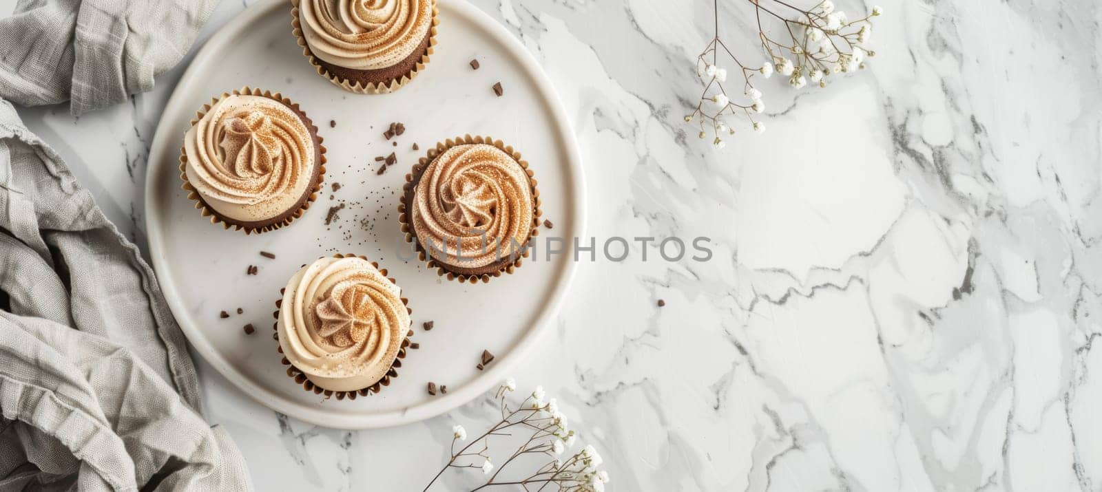 Mocha mousse invitations artistically arranged on a sophisticated marble table, ideal for promoting a nonprofit gala or high-end event. the warm tones complement the luxurious setting, creating an inviting and tasteful ambiance.