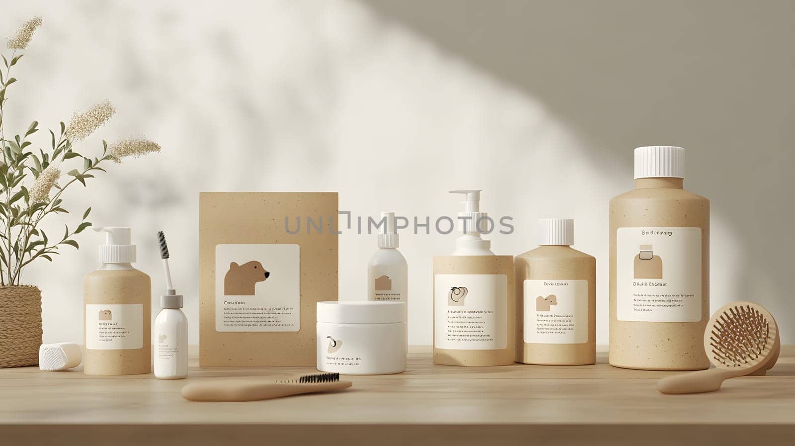 A collection of natural skincare products on a wooden table.