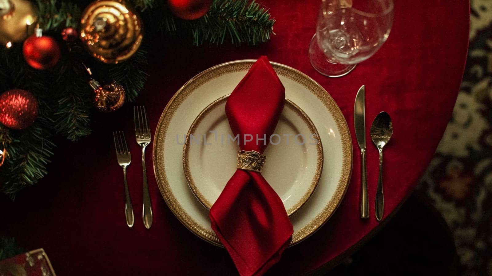 Christmas tablescape decoration, formal family dinner holiday celebration, luxury table setting decor, English country and home style idea