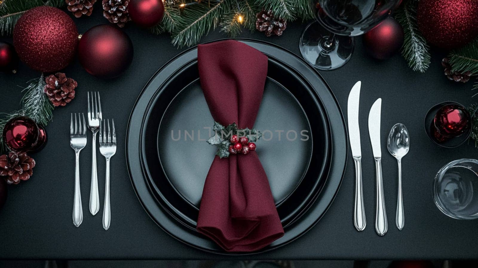 Christmas tablescape decoration, formal family dinner holiday celebration, luxury table setting decor, English country and home style idea