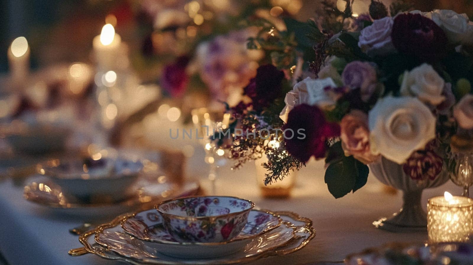 Christmas tablescape decoration, formal family dinner holiday celebration, luxury table setting decor, English country and home style idea