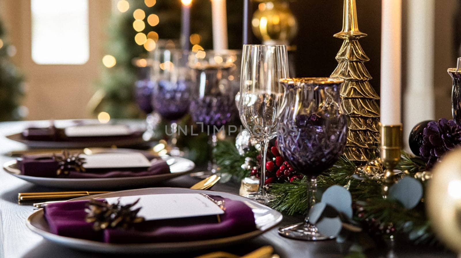 Christmas tablescape decoration, formal family dinner holiday celebration, luxury table setting decor, English country and home style idea