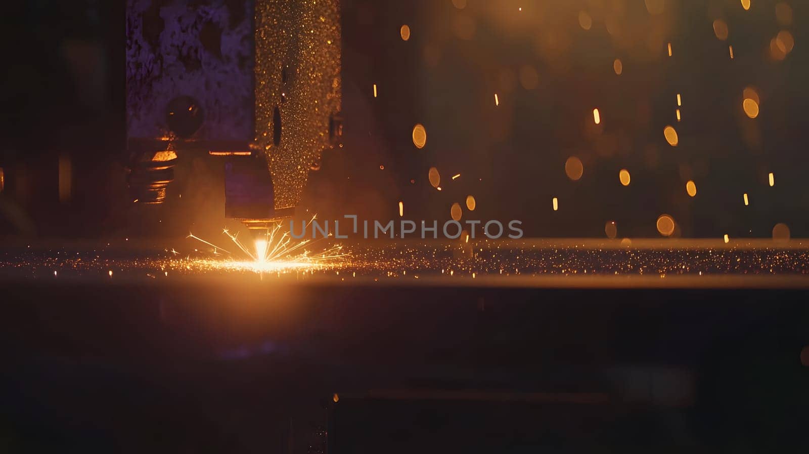 Sparks fly during metalworking, showcasing industrial craftsmanship.