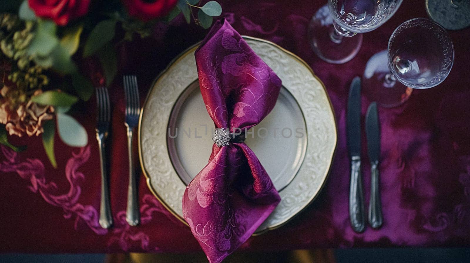 Christmas tablescape decoration, formal family dinner holiday celebration, luxury table setting decor, English country and home style idea