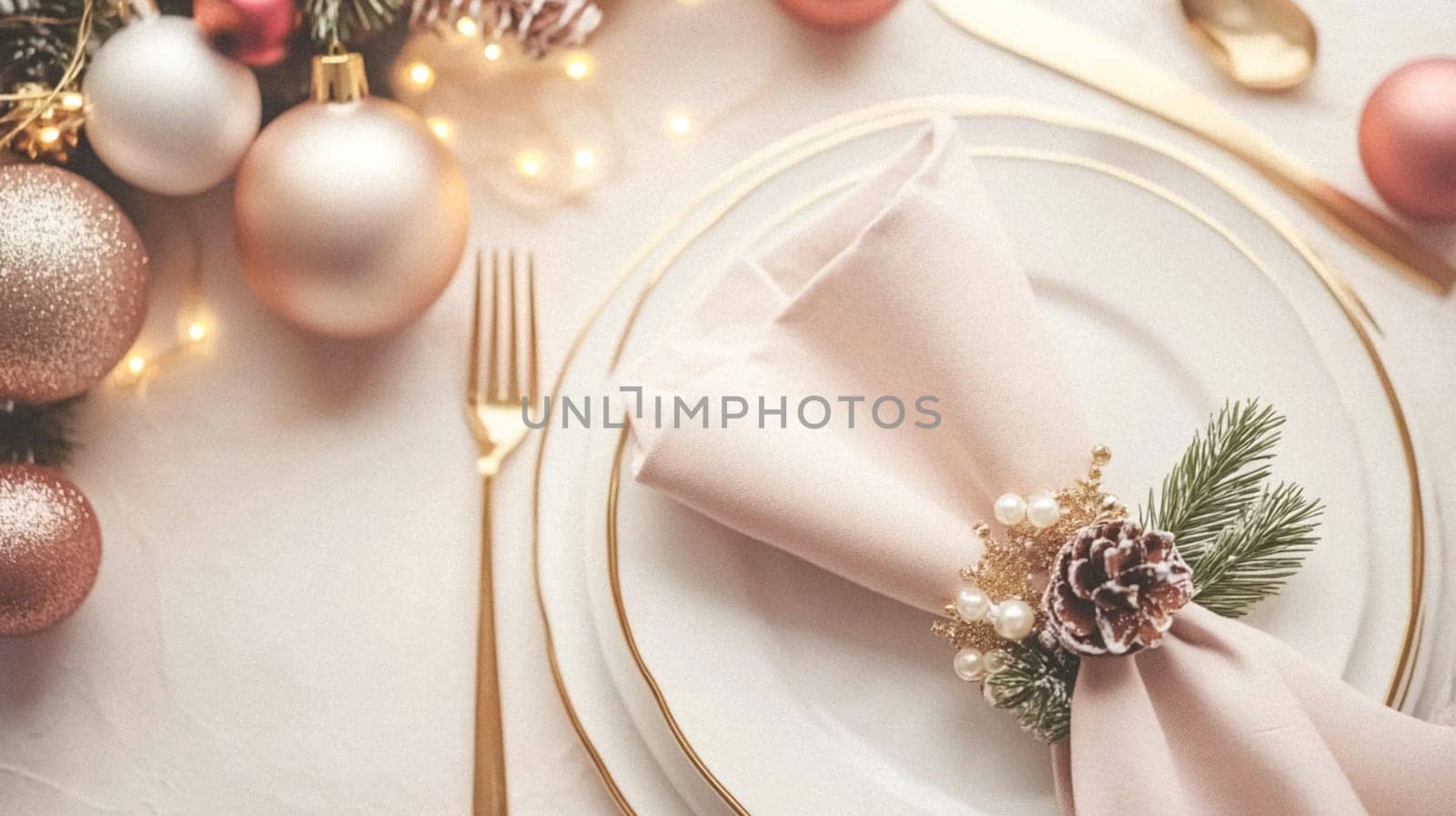 Christmas tablescape decoration, formal family dinner holiday celebration, luxury table setting decor, English country and home style idea