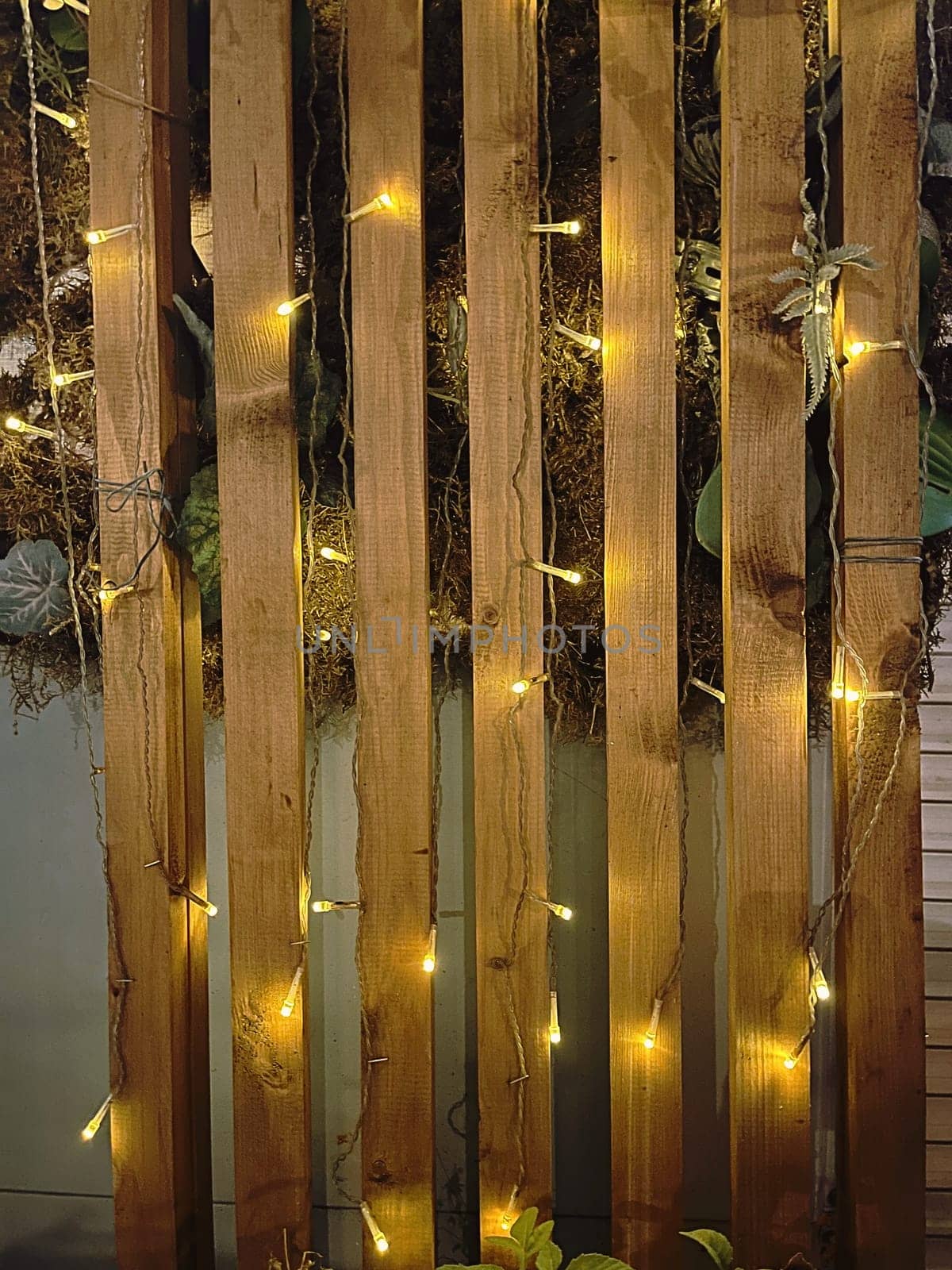 Aesthetic warm vintage photo with Christmas decorations decorations
