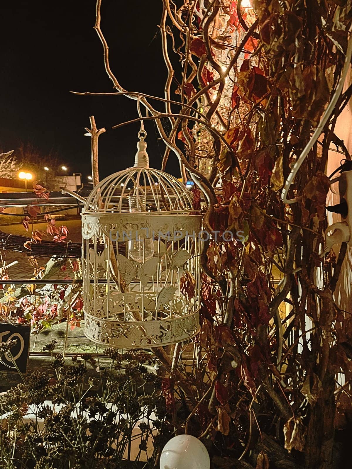 Aesthetic warm vintage photo with Christmas decorations decorations