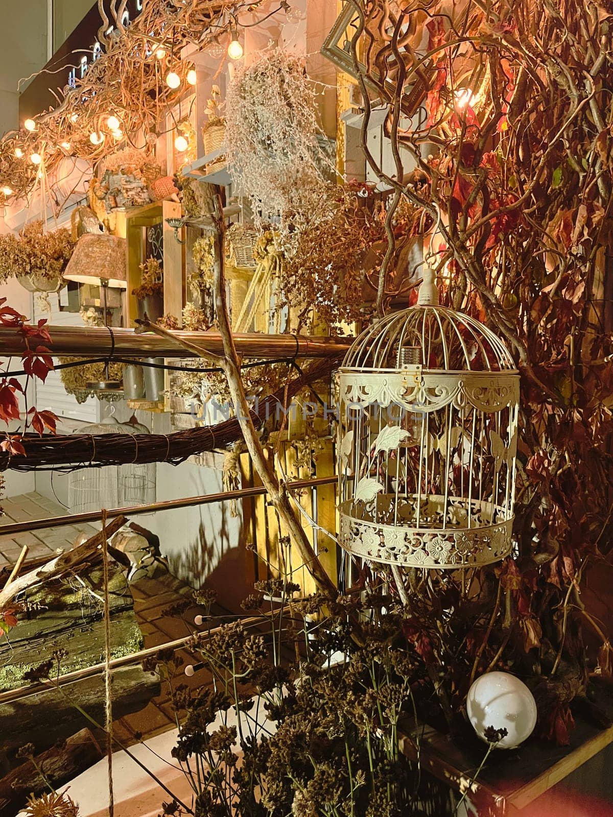 Aesthetic warm vintage photo with Christmas decorations decorations
