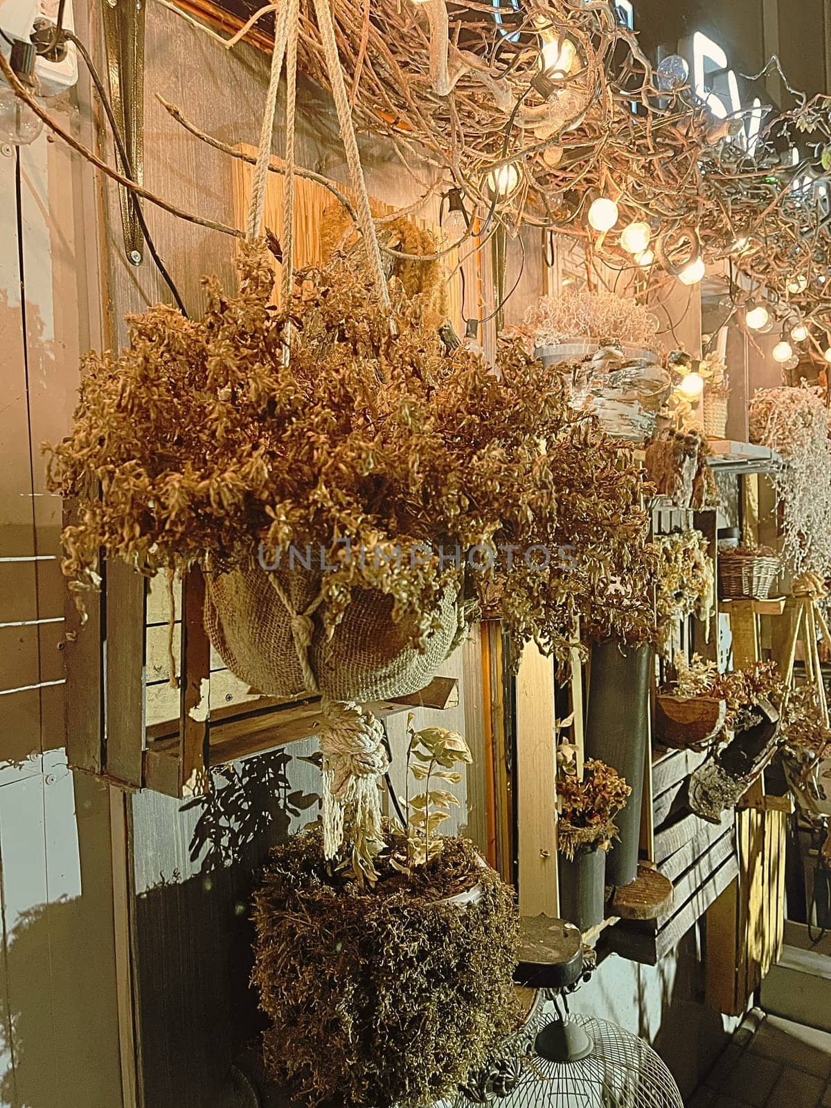 Aesthetic warm vintage photo with Christmas decorations decorations