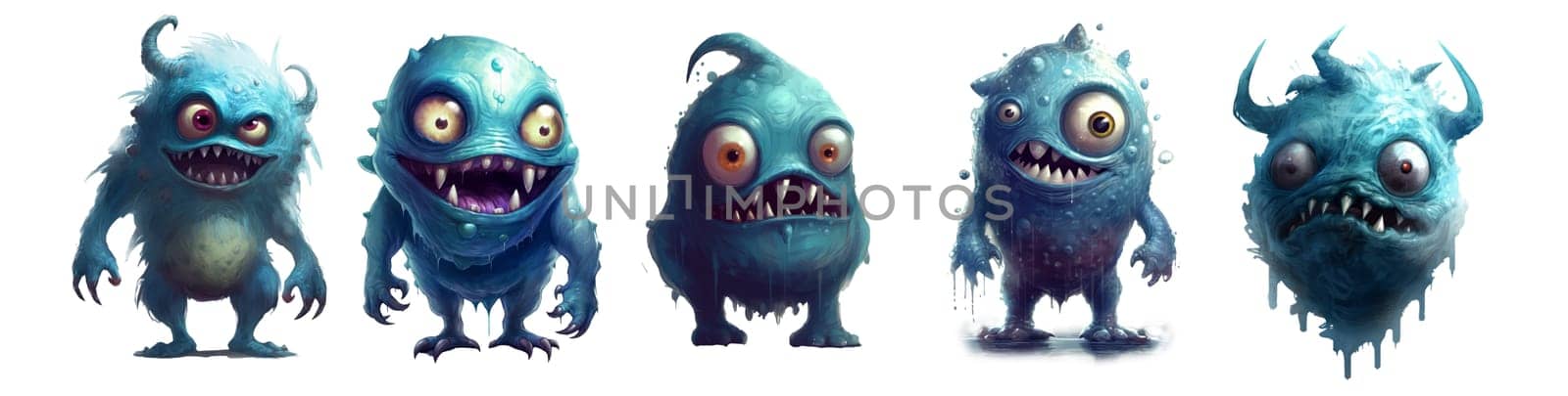 five funny blue monster with alpha channel by studiodav
