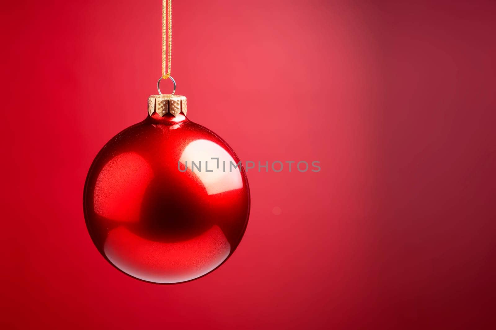 red Christmas ball on a bright background. by Spirina