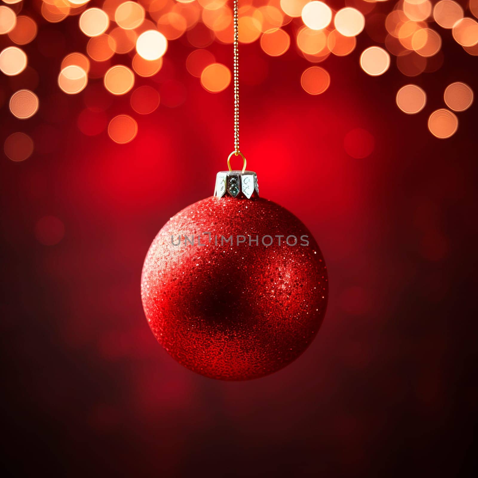 red Christmas ball on a bright background. by Spirina