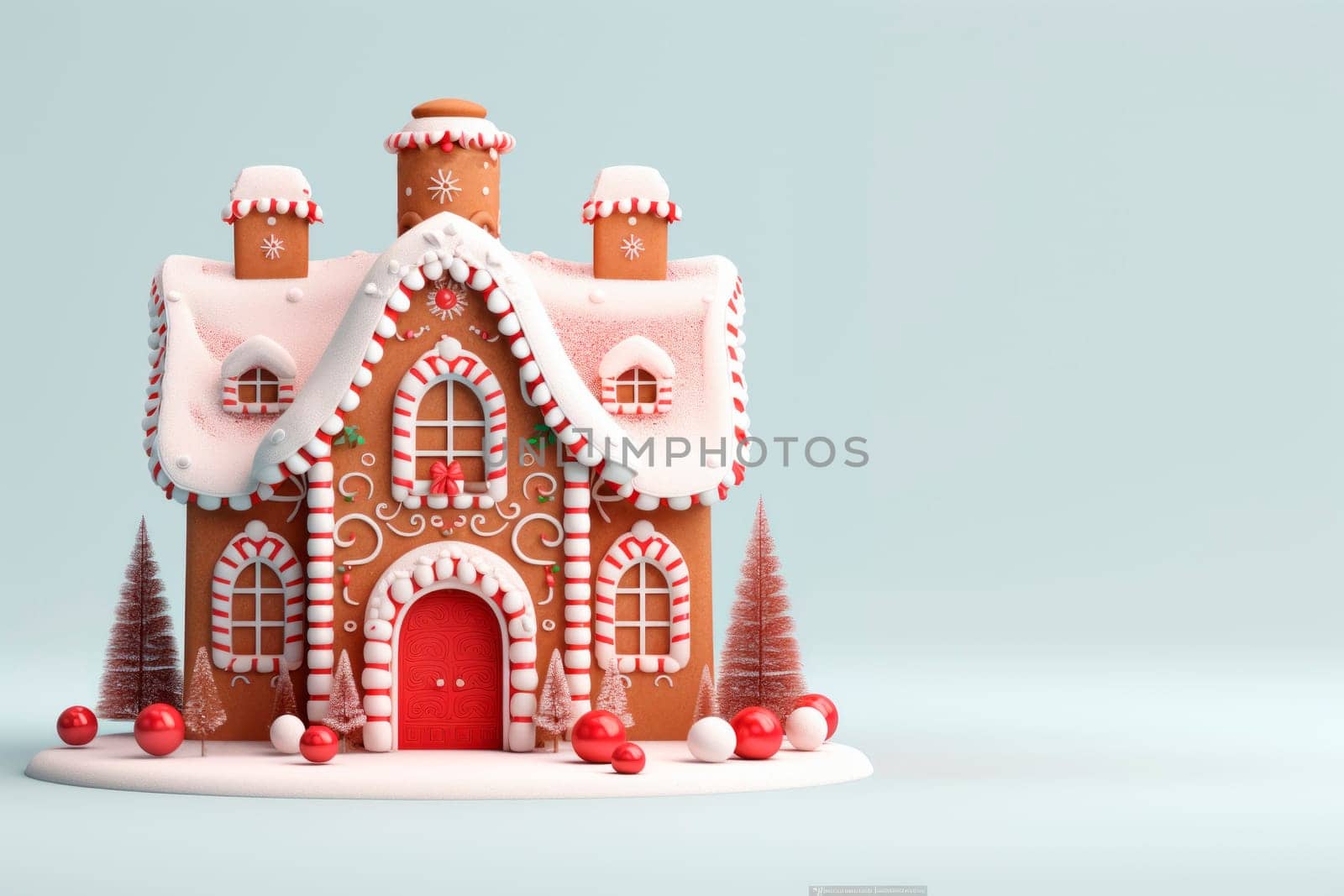 A beautiful gingerbread house on a delicate light background. by Spirina