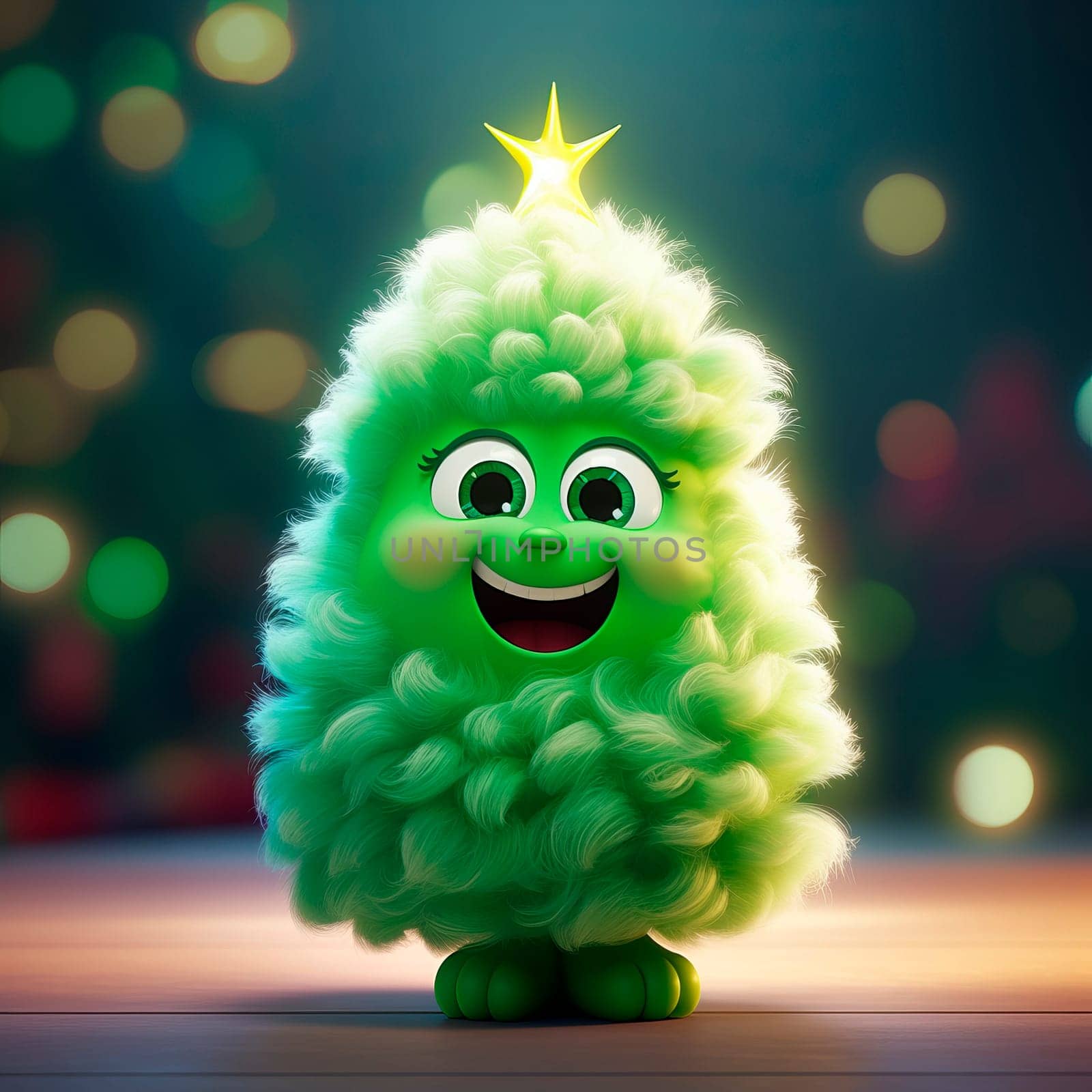 Cute Christmas tree on a New Year background by Spirina