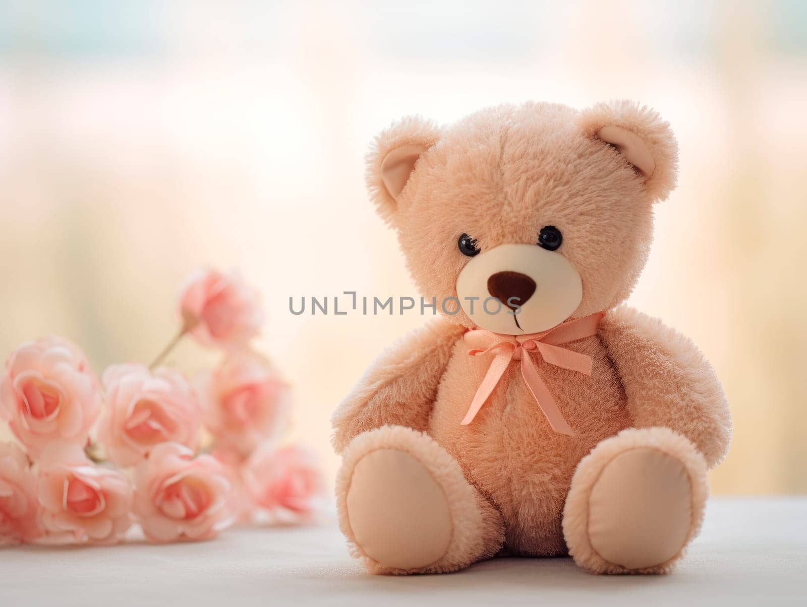 Cute teddy bear on a delicate background. by Spirina