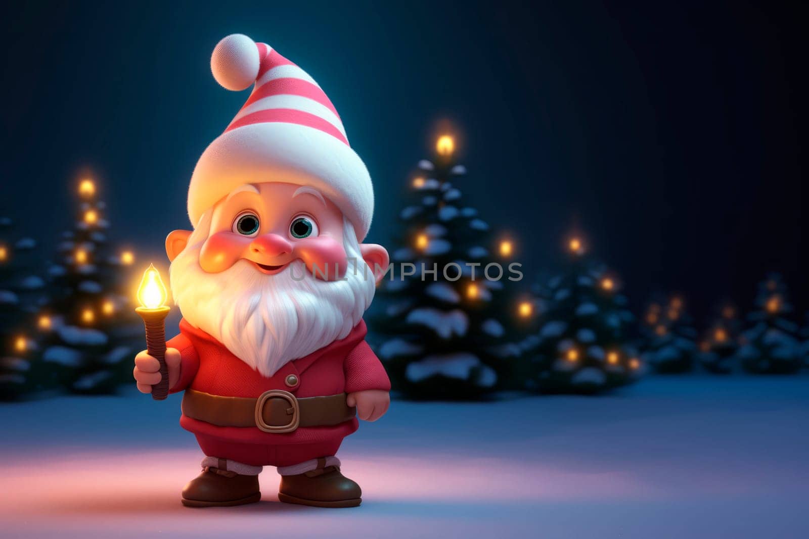 Cute Christmas gnome on a New Year's background. by Spirina