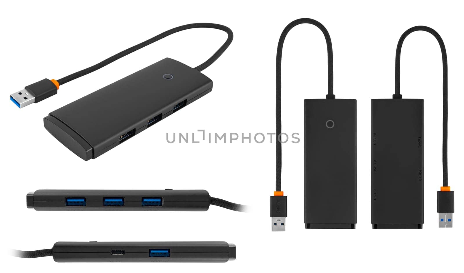 USB-C Hub multifunction station, on white background in isolation by A_A