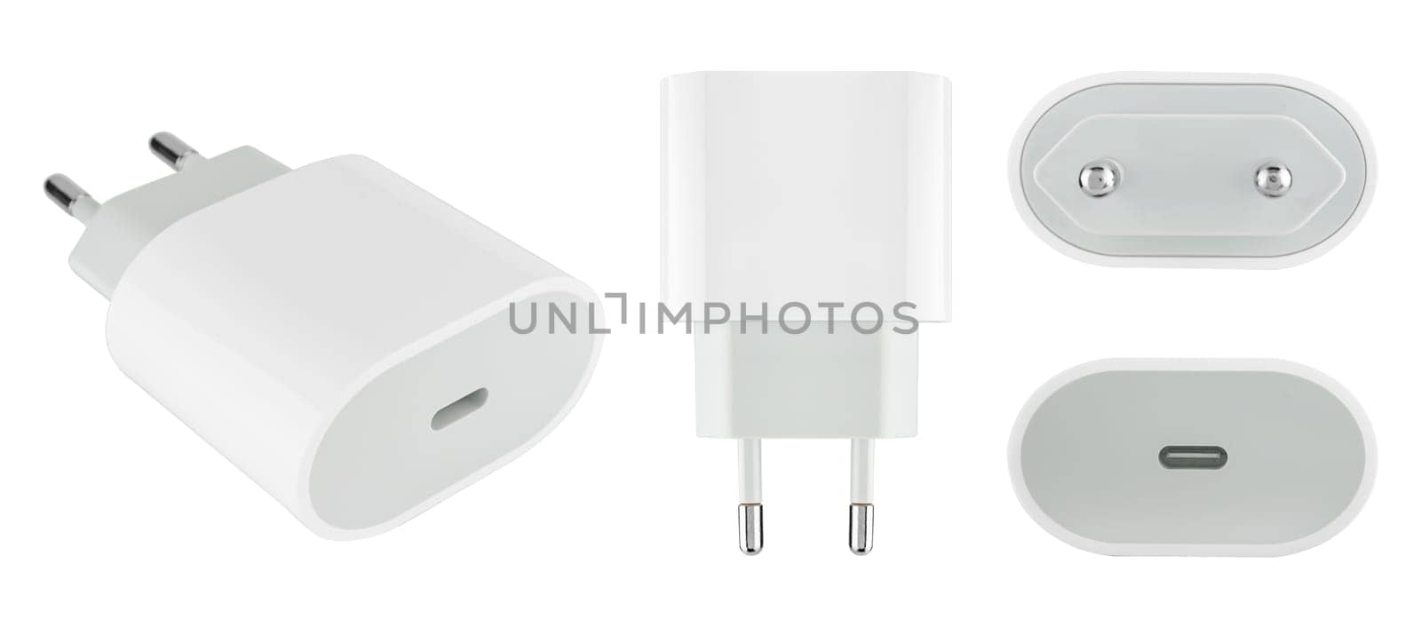 power adapter for the phone on a white background in insulation