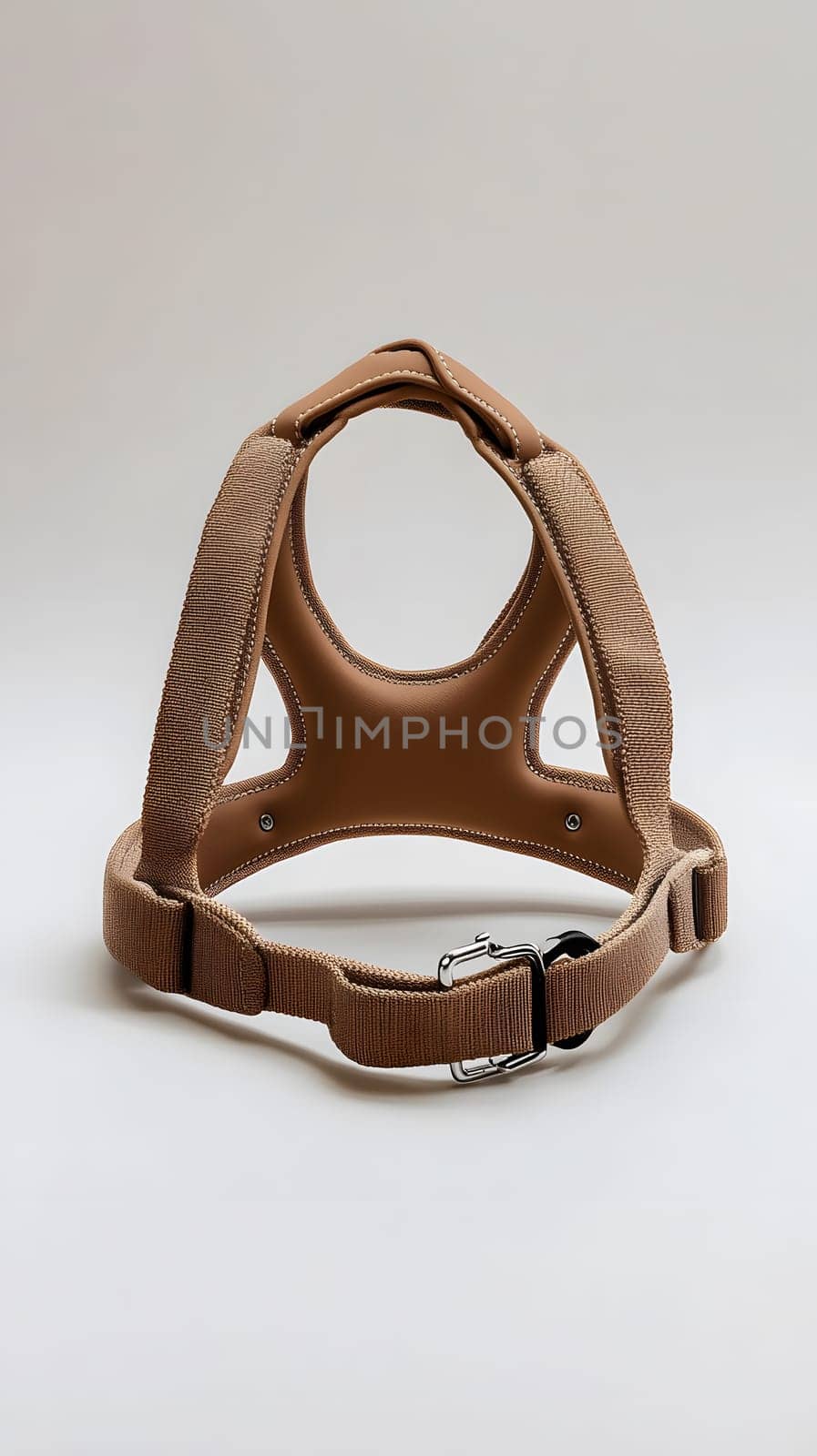A brown pet harness designed for comfort and safety.
