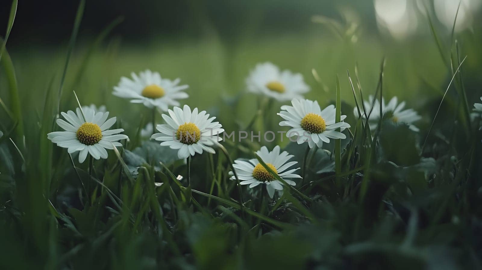 A cluster of daisies blooming in a lush green field.