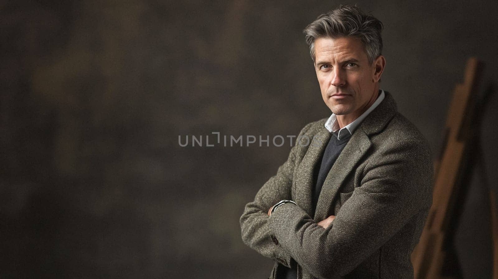 Handsome English man model dressed up smart casual fashion style, exuding refined masculinity and timeless elegance idea