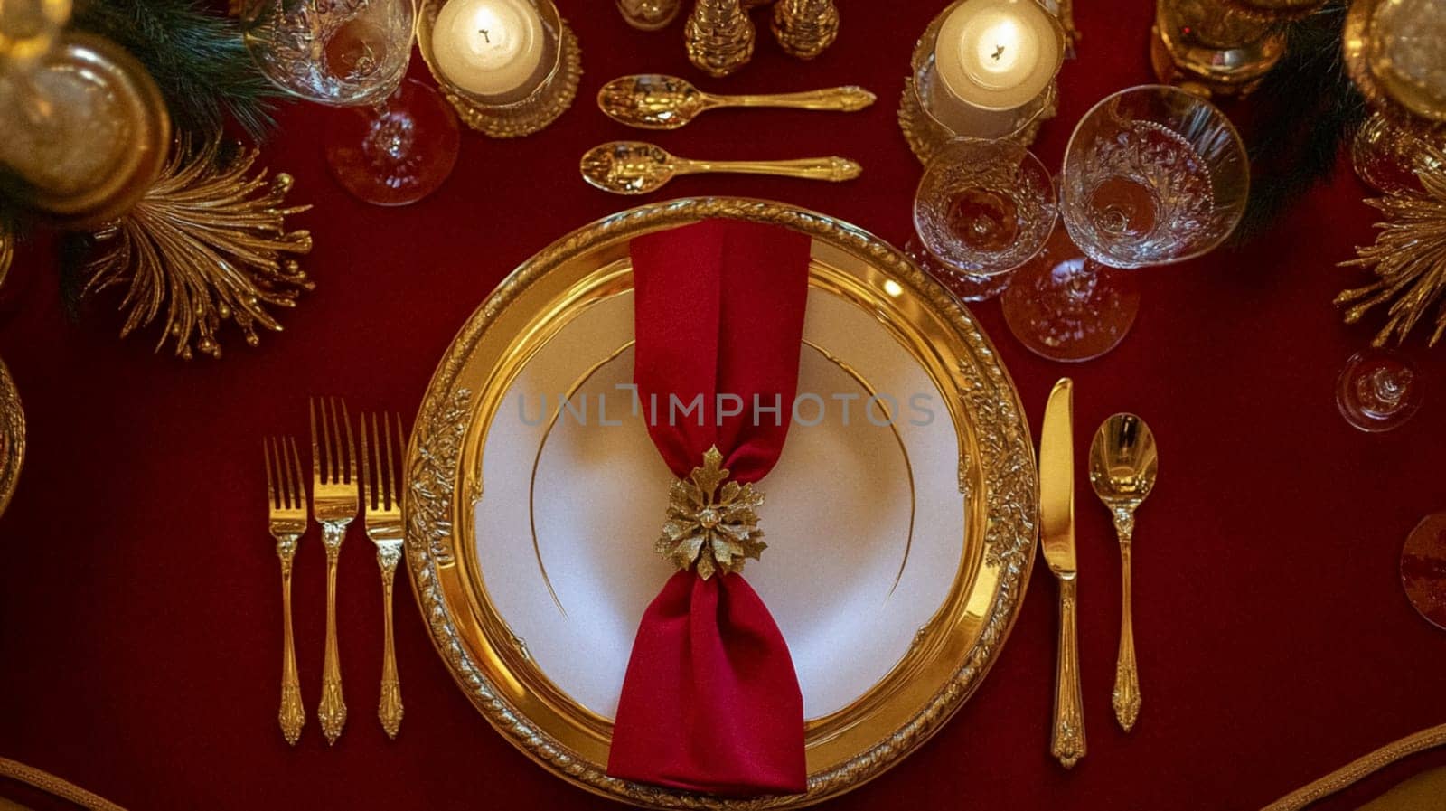 Christmas tablescape decoration, formal family dinner holiday celebration, luxury table setting decor, English country and home style idea