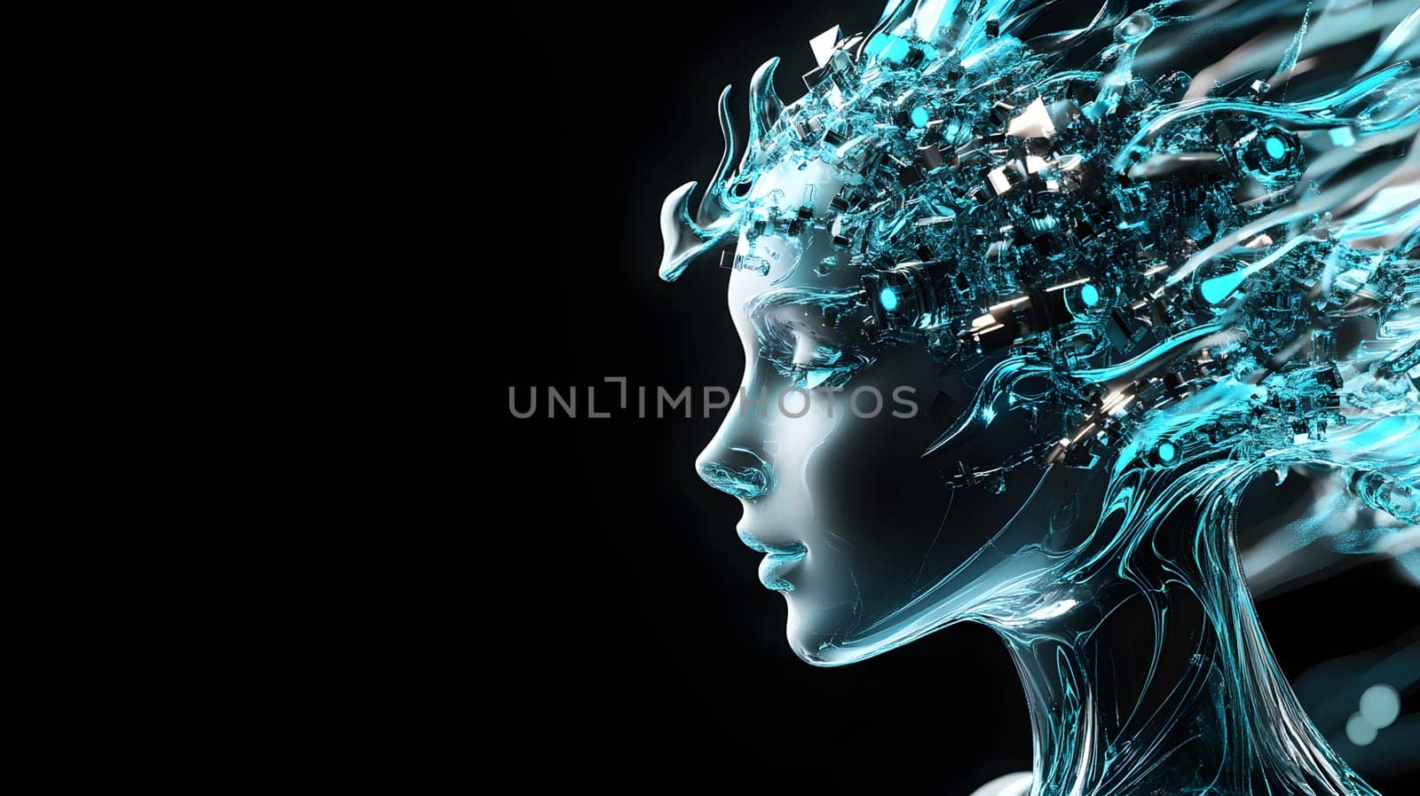 Futuristic digital representation of a human-like figure.